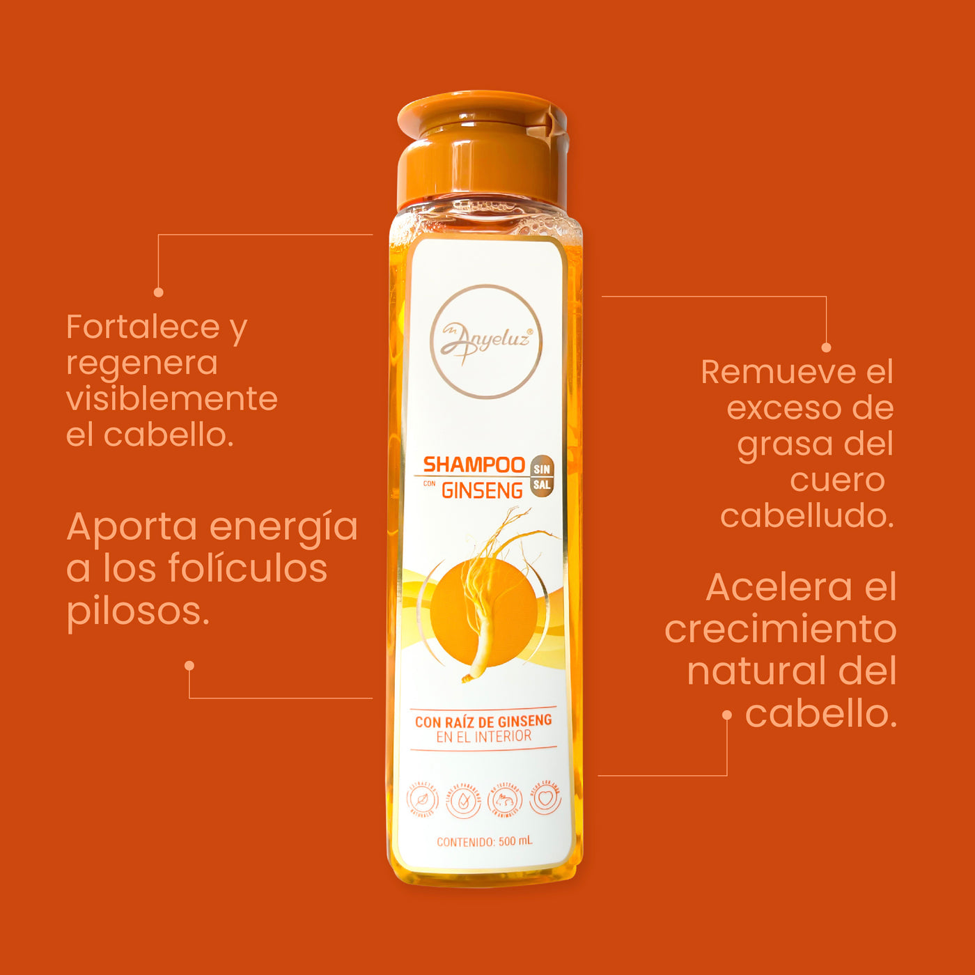 Shampoo con ginseng Anyeluz